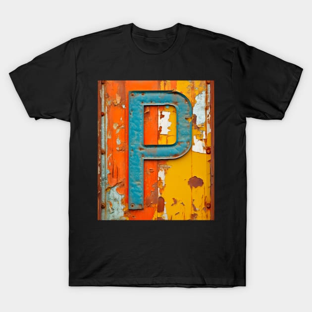 Rusty Letter "P" Monogram P initial T-Shirt by Mind Your Tee